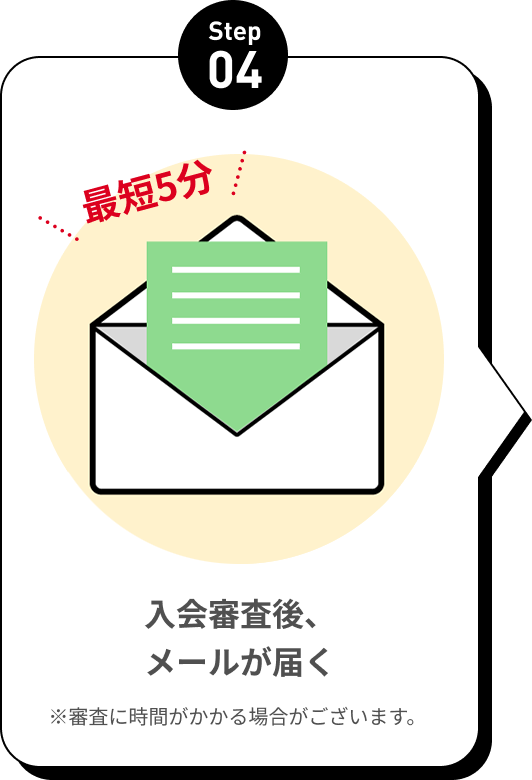 入会審査後、メールが届く