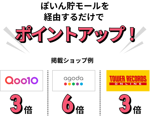 ぽいん貯モールを経由するだけでポイントアップ！