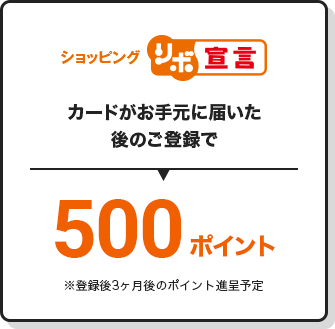カードがお手元に届いた後のご登録 500ポイント