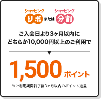 義びゅうかいより3ヶ月以内にどちらか1,0000円以上のご利用