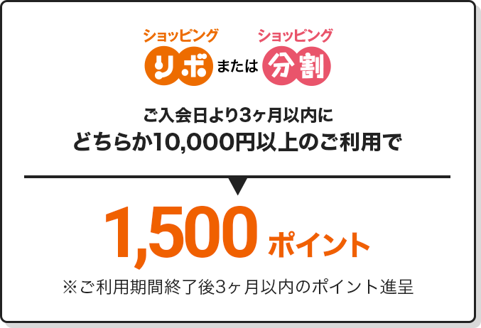義びゅうかいより3ヶ月以内にどちらか1,0000円以上のご利用