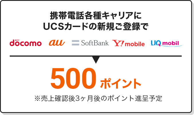 携帯電話各種キャリアにUCSカードの新規ご登録