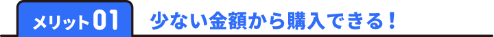 メリット01 少ない金額から購入できる！