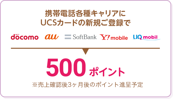 携帯電話各種キャリアにUCSカードの新規ご登録